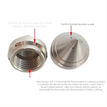 Duză de înaltă presiune de 3/8 inch, duză mică de perforare pentru curățarea nămolului și a grăsimilor, accesoriu pentru mașina de curățat țevi mici