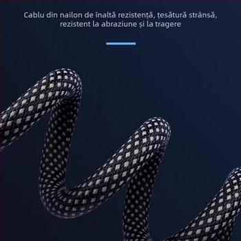 Cablu Lightning împletit pentru iPhone și iPad, lungime 1–2 m, încărcare în mașină, încărcare rapidă, PD compatibil, negru