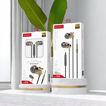 Căști Q18 cu mufă de 3,5 mm, control în linie al volumului, bas îmbunătățit, sunet stereo, negre