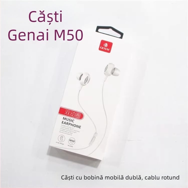 Gnai M50 căști cablate in-ear pentru telefon, cu drivere dinamice duale și microfon, compatibile universal