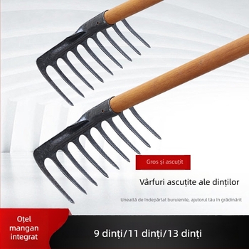 Grebă cu nouă dinți din oțel mangan, corp unic, pentru afânarea solului și îndepărtarea buruienilor – unealtă agricolă