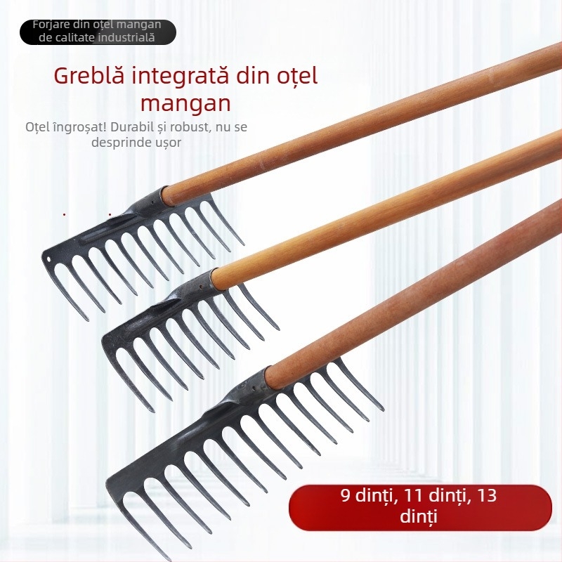 Grebă cu nouă dinți din oțel mangan, corp unic, pentru afânarea solului și îndepărtarea buruienilor – unealtă agricolă