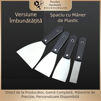 Spatulă pentru chit cu mâner din plastic negru, profil îngroșat pentru rosturi și lucrări pe pereți