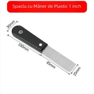 Spatulă pentru chit cu mâner din plastic negru, profil îngroșat pentru rosturi și lucrări pe pereți