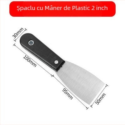 Spatulă pentru chit cu mâner din plastic negru, profil îngroșat pentru rosturi și lucrări pe pereți