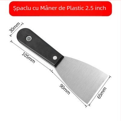 Spatulă pentru chit cu mâner din plastic negru, profil îngroșat pentru rosturi și lucrări pe pereți