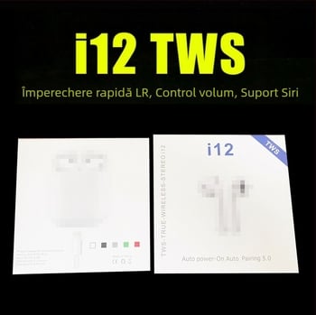 I12 căști Bluetooth true wireless, TWS, control tactil, culori Macaron, Bluetooth 5.0