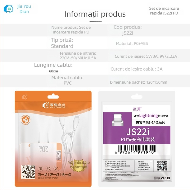 Set USB-C PD20W pentru încărcare rapidă Apple