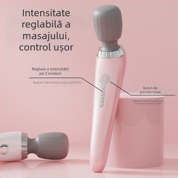 Masajer electric portabil, reîncărcabil — cioc de masaj vibrator cu cap rotund pentru întreg corpul