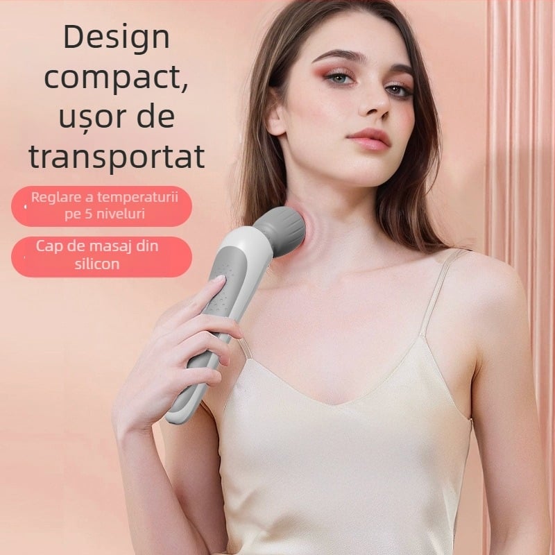 Masajer electric portabil, reîncărcabil — cioc de masaj vibrator cu cap rotund pentru întreg corpul
