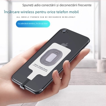 Receptor de încărcare wireless pentru Apple și Android, cu bobină de inducție Type-C și vârf metalic