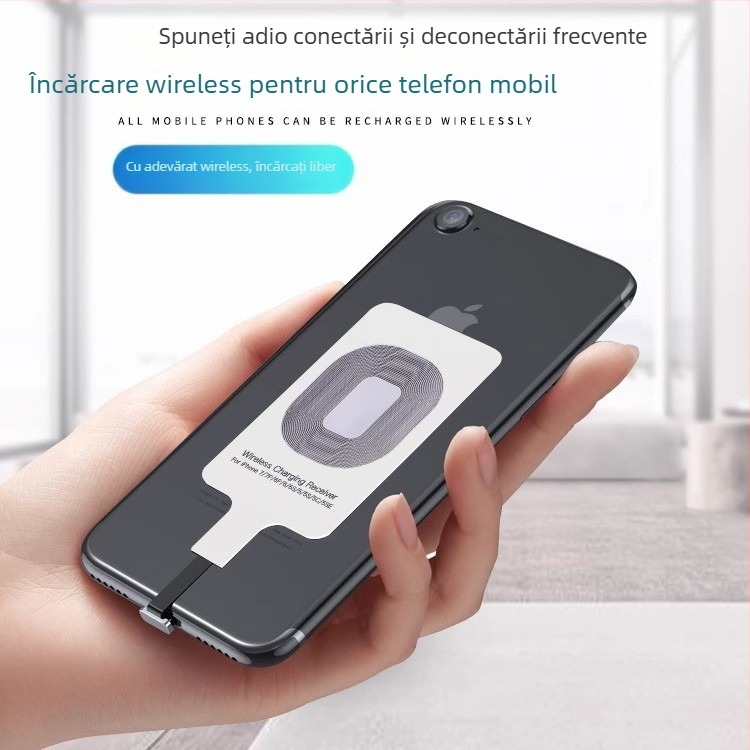 Receptor de încărcare wireless pentru Apple și Android, cu bobină de inducție Type-C și vârf metalic