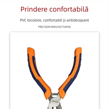 Clește cu vârf ascuțit de 6 inch, unealtă manuală, unelte hardware, clește pentru dezizolarea cablurilor electrice, clește de tip american, design ergonomic offset