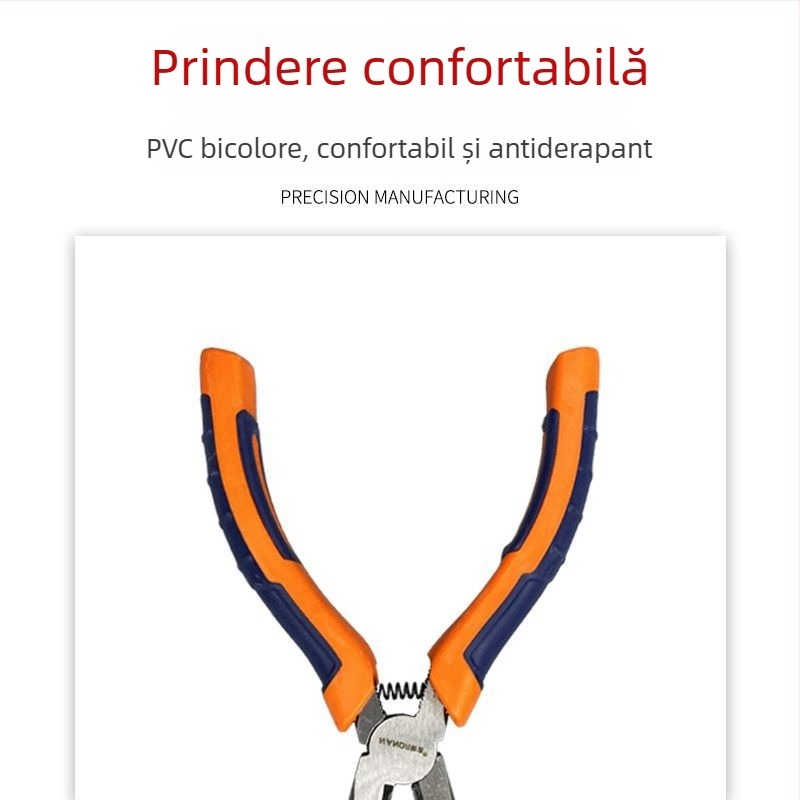 Clește cu vârf ascuțit de 6 inch, unealtă manuală, unelte hardware, clește pentru dezizolarea cablurilor electrice, clește de tip american, design ergonomic offset