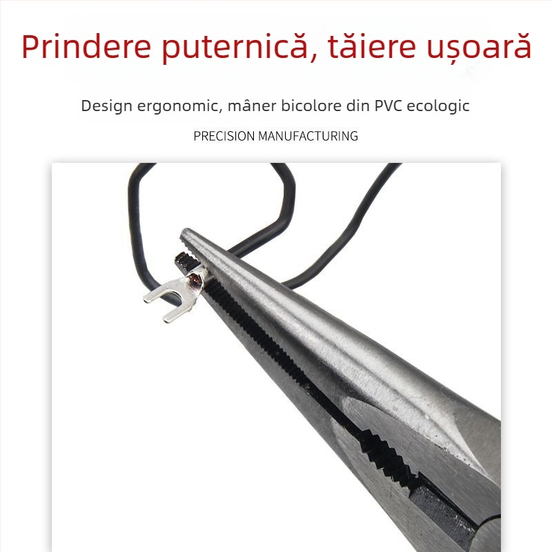 Clește cu vârf ascuțit de 6 inch, unealtă manuală, unelte hardware, clește pentru dezizolarea cablurilor electrice, clește de tip american, design ergonomic offset
