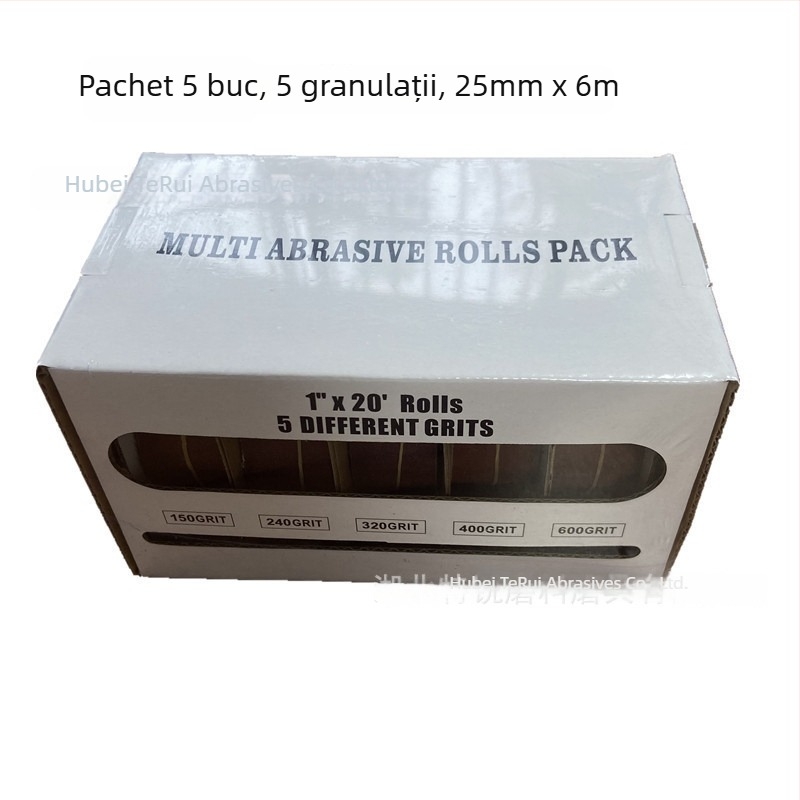 Set de șlefuit în cutie cu benzi abrazive și role de pânză