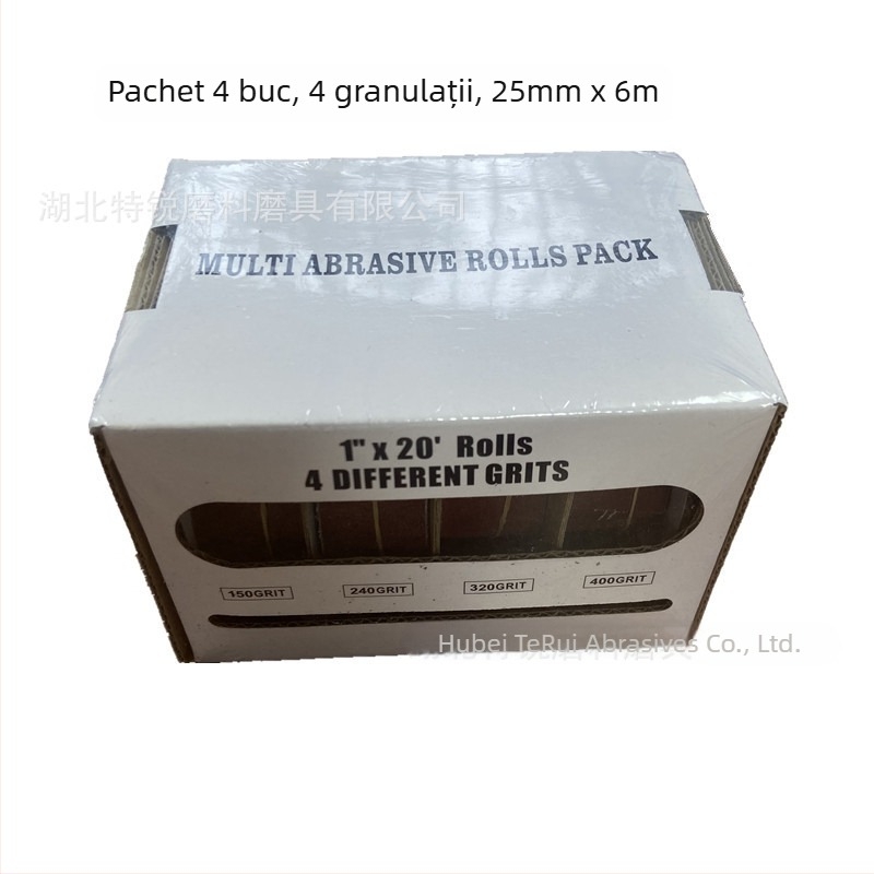 Set de șlefuit în cutie cu benzi abrazive și role de pânză