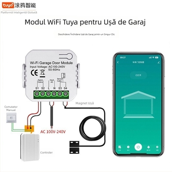 Comutator inteligent Wi-Fi personalizat pentru ușa de garaj, control prin aplicație