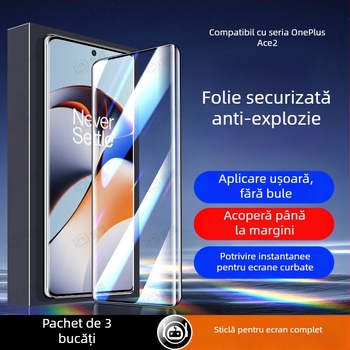 Protecție ecran din sticlă temperată, curbată, pentru OnePlus Ace2/Ace3 Pro – Ultra-Clear Full Screen