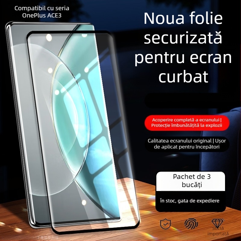 Protecție ecran din sticlă temperată, curbată, pentru OnePlus Ace2/Ace3 Pro – Ultra-Clear Full Screen