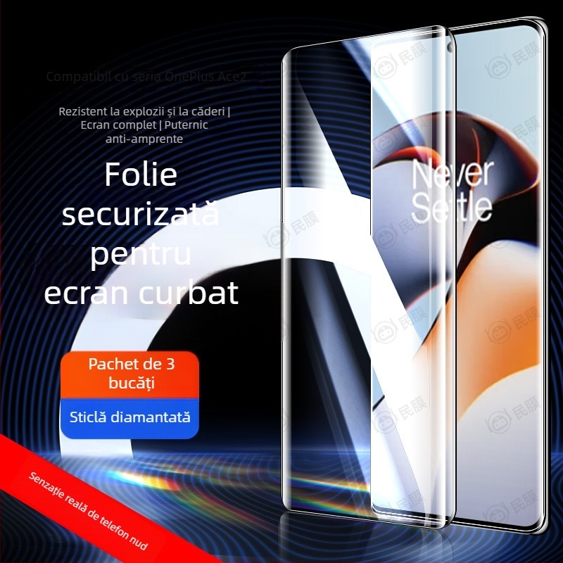 Protecție ecran din sticlă temperată, curbată, pentru OnePlus Ace2/Ace3 Pro – Ultra-Clear Full Screen