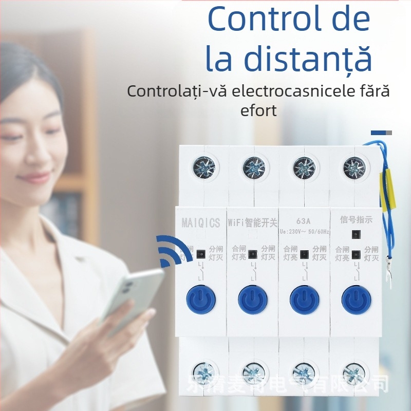 Întrerupător WiFi inteligent cu control de la distanță prin telefon, întrerupător temporizator wireless cu patru canale, control vocal