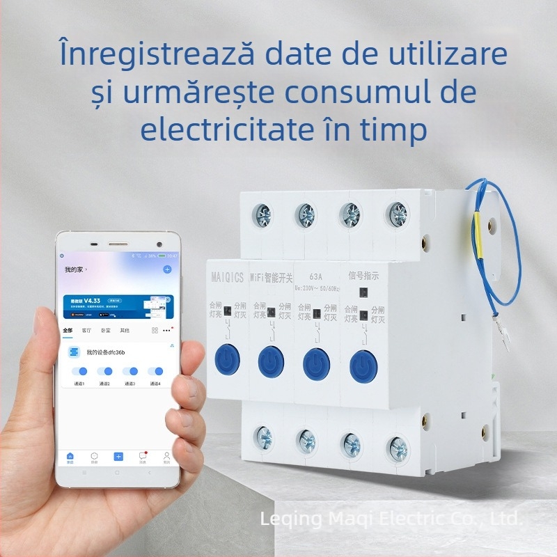 Întrerupător WiFi inteligent cu control de la distanță prin telefon, întrerupător temporizator wireless cu patru canale, control vocal