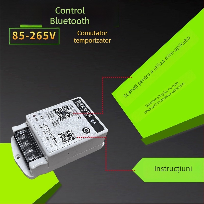 Temporizator LED Bluetooth cu control inteligent, 30A, fază monofazică, întrerupător wireless, AC85-220V