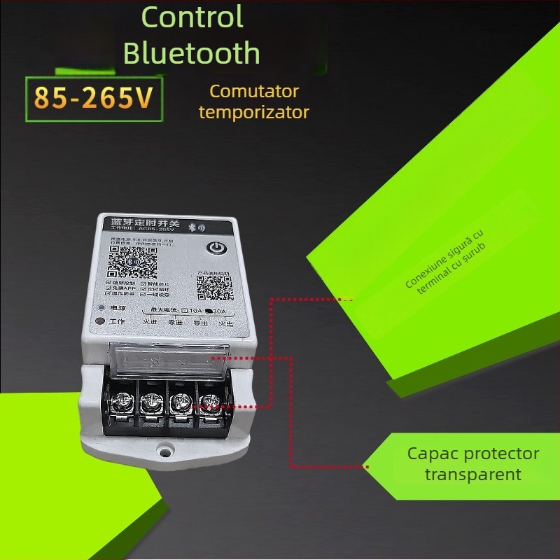 Temporizator LED Bluetooth cu control inteligent, 30A, fază monofazică, întrerupător wireless, AC85-220V