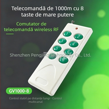 GV1000-8 telecomandă wireless cu 8 butoane, rază de până la 1000 m, întrerupător de înaltă putere pentru LED-uri și iluminat decorativ, cu bază