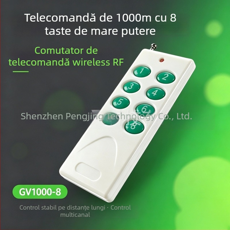 GV1000-8 telecomandă wireless cu 8 butoane, rază de până la 1000 m, întrerupător de înaltă putere pentru LED-uri și iluminat decorativ, cu bază