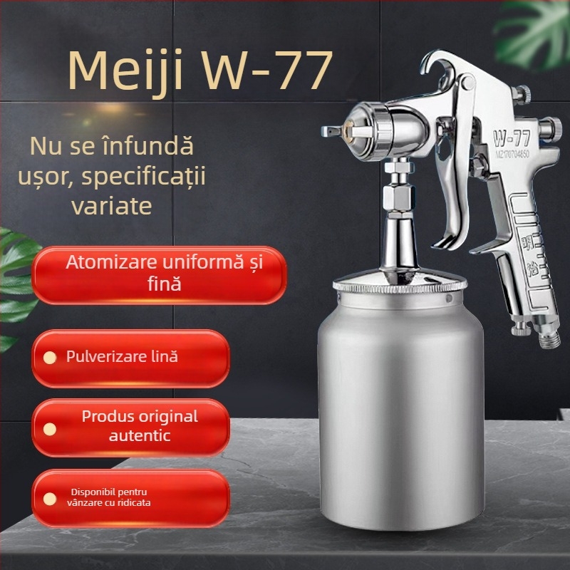 Pistol de pulverizare Meiji cu două cupe, presiune joasă W71, atomizare înaltă pentru grund mobilier și reparații auto, V3
