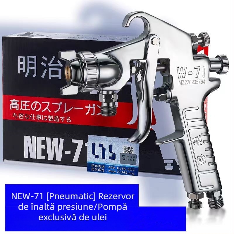 Pistol de pulverizare Meiji cu două cupe, presiune joasă W71, atomizare înaltă pentru grund mobilier și reparații auto, V3