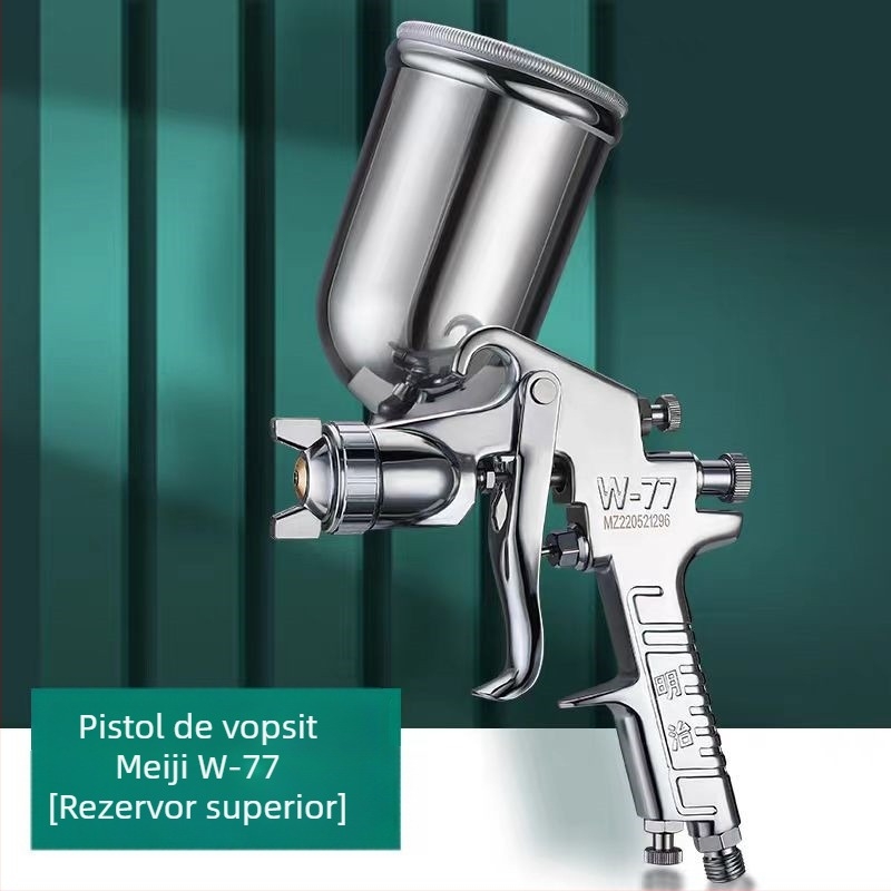 Pistol de pulverizare Meiji cu două cupe, presiune joasă W71, atomizare înaltă pentru grund mobilier și reparații auto, V3