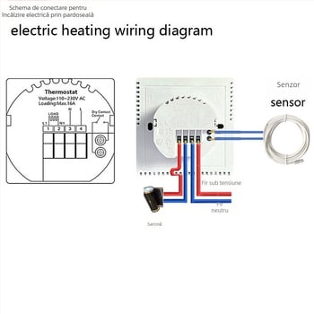 Termostat WiFi european inteligent pentru încălzire prin podea cu apă și încălzire electrică, boiler montat pe perete cu panou din acril și control vocal prin aplicație
