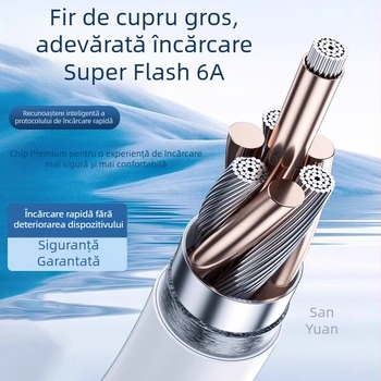 Cablu USB Type-C, încărcare rapidă 6A, compatibil cu Huawei/Honor Enjoy Nova P30/P40 și dispozitive Android