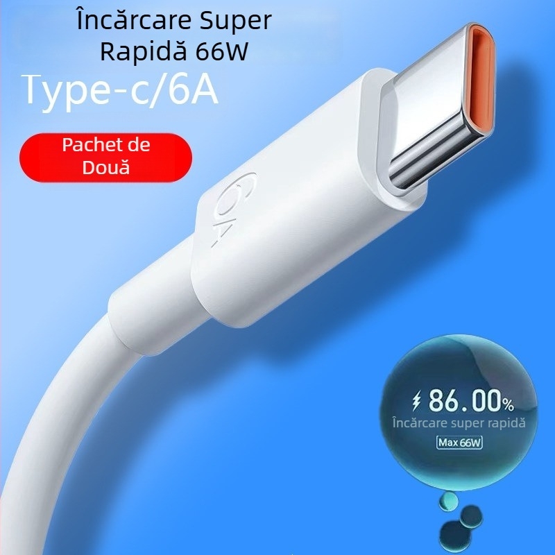 Cablu USB Type-C, încărcare rapidă 6A, compatibil cu Huawei/Honor Enjoy Nova P30/P40 și dispozitive Android