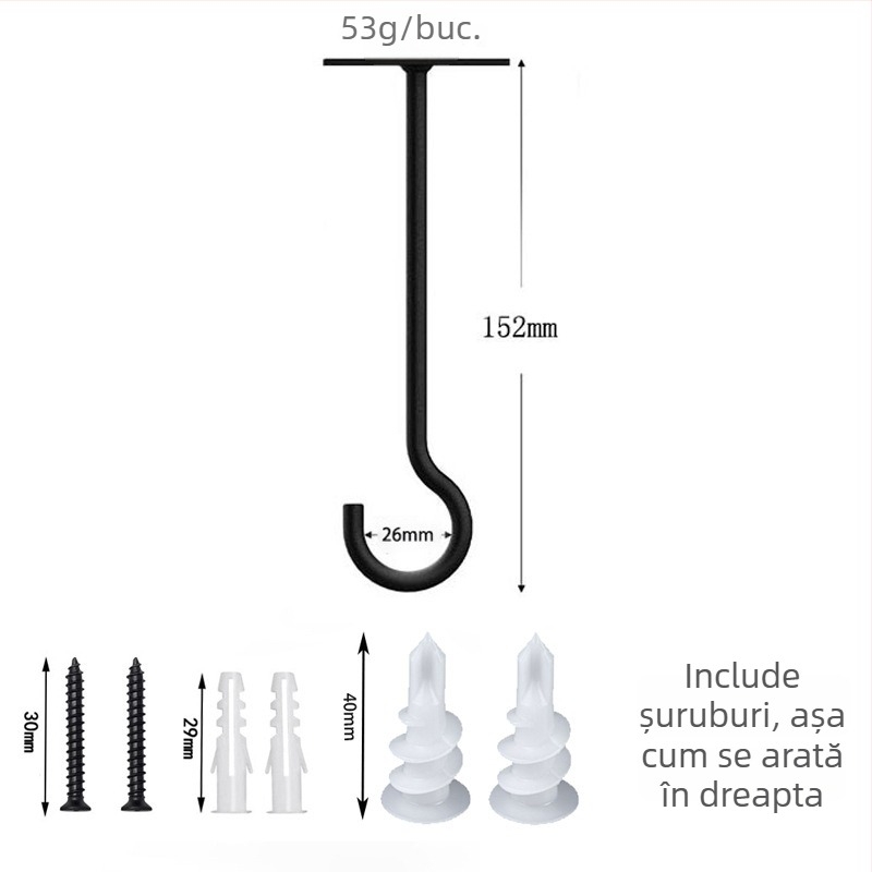 Cârlig din fier pentru plante, montat pe perete, cârlig unic, design minimalist modern