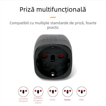 EU-010 Convertor de priză european, adaptor cu 3 pini, conform reglementărilor Indiei