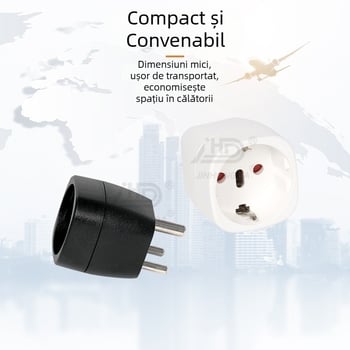 EU-010 Convertor de priză european, adaptor cu 3 pini, conform reglementărilor Indiei