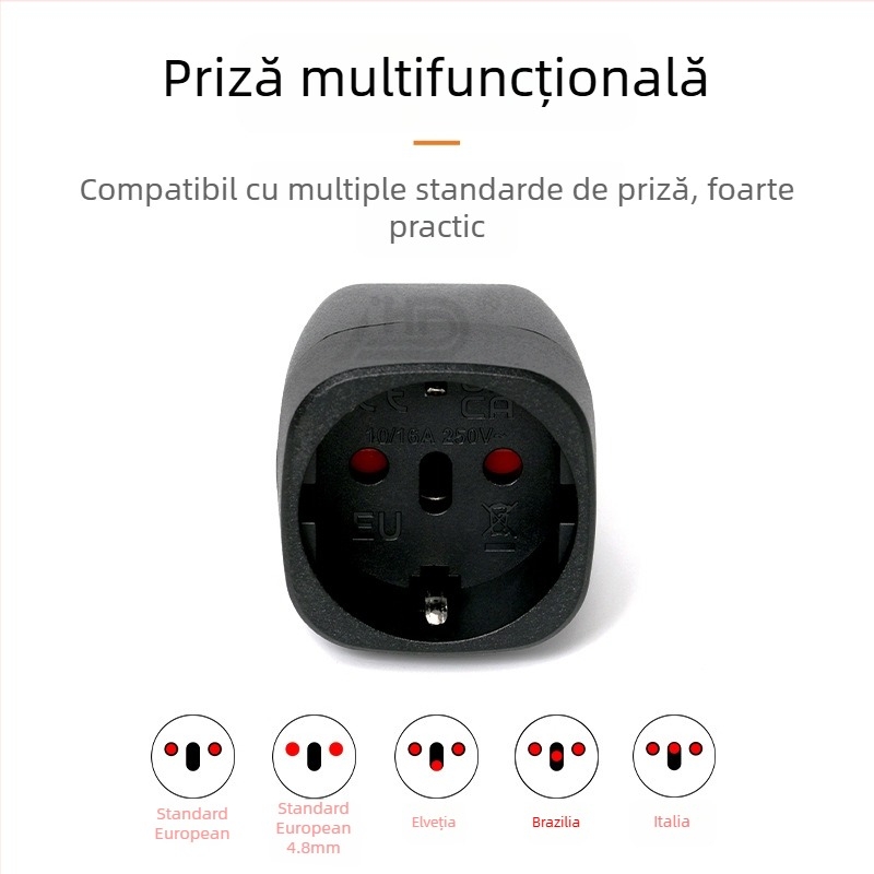 EU-010 Convertor de priză european, adaptor cu 3 pini, conform reglementărilor Indiei