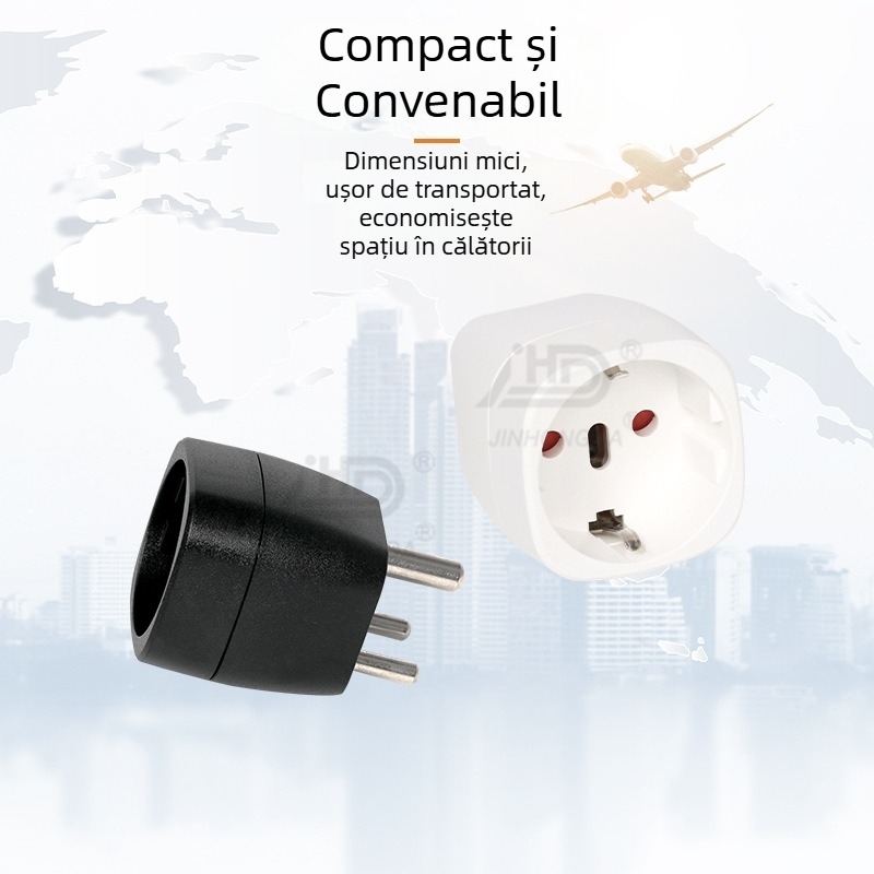EU-010 Convertor de priză european, adaptor cu 3 pini, conform reglementărilor Indiei