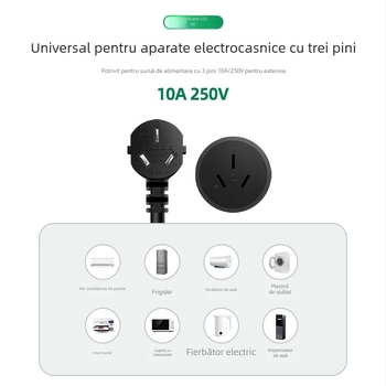 Cablu de alimentare în standard GB, 3 pini, mufă M/F, 10A, cablu de prelungire pentru încărcarea vehiculelor electrice