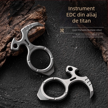 Unealtă multifuncțională din aliaj de titan cu deschizător de sticle pentru exterior, apărare personală și camping – instrument EDC