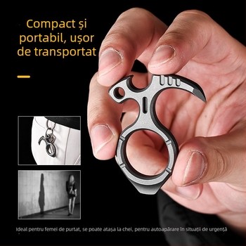 Unealtă multifuncțională din aliaj de titan cu deschizător de sticle pentru exterior, apărare personală și camping – instrument EDC