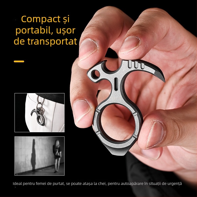 Unealtă multifuncțională din aliaj de titan cu deschizător de sticle pentru exterior, apărare personală și camping – instrument EDC