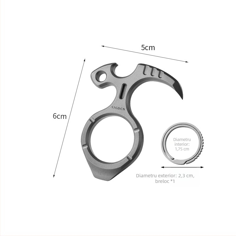 Unealtă multifuncțională din aliaj de titan cu deschizător de sticle pentru exterior, apărare personală și camping – instrument EDC