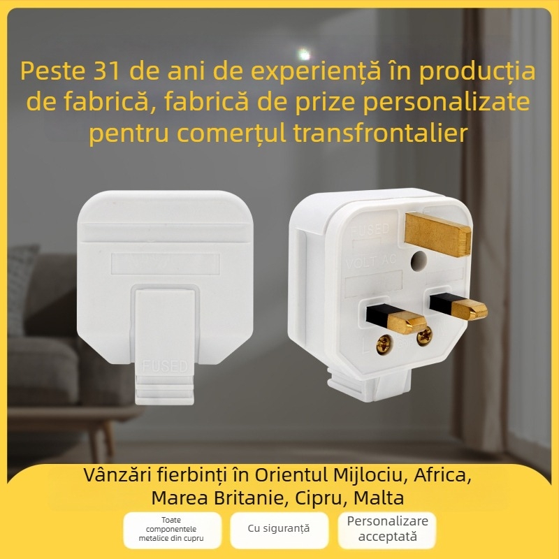 PMG plug britanic standard, de tip trei poli, culori portocaliu, negru, alb, verde