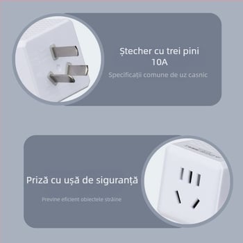 Auge 175 Cub Magic Adaptor de alimentare cu trei pini, prize multiple cu cincisprezece găuri, prelungitor de înaltă putere 10A