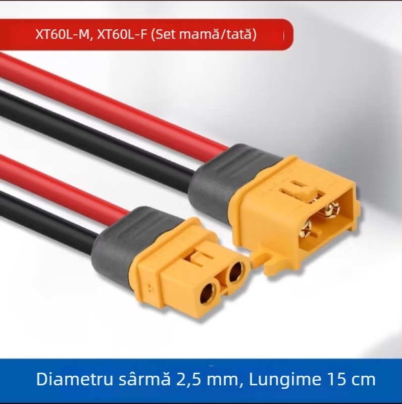 Conector XT60 pentru baterie litiu, capete masculine/feminine XT60/H/F placate cu cupru și aur, banana plug și T plug pentru modele RC